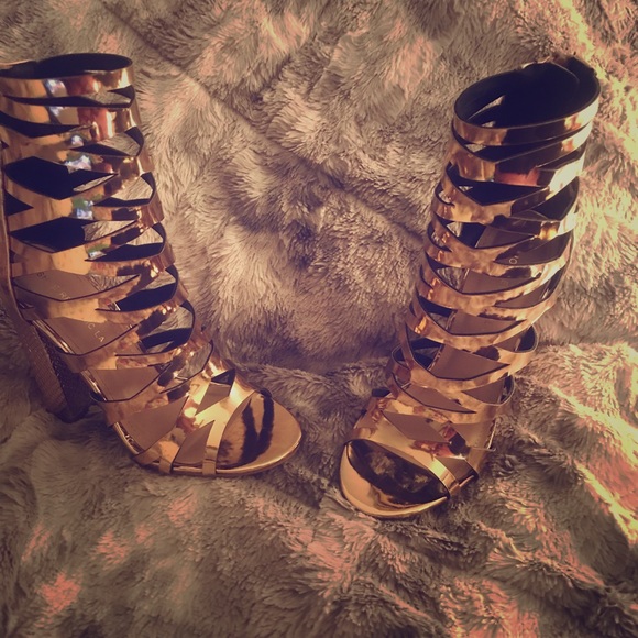 Rose Gold Block heels - Picture 1 of 4